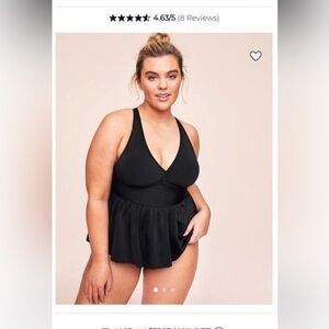 Adore Me Brianna 2x Top Black Tankini Swim Top Women's Nylon Spandex